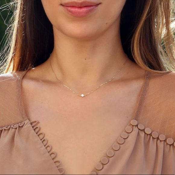 Grit and Grace Jewelry - Dainty 14k Gold Floating Tiny CZ Diamond Necklace